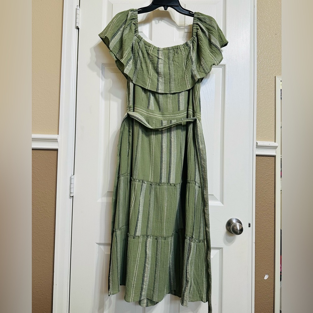 Isaac Mizrahi Green Midi Dress Size 14 💚